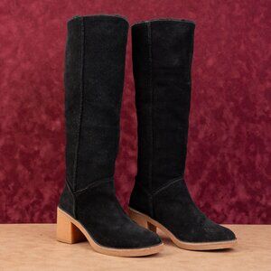 UGG Women Kasen Tall Black Suede Shearling Lined Boots sz 9.5US EUR40.5